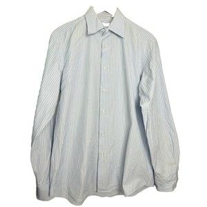 Hugo Boss Shirt Men's 15.5 Button Down Stripe Long Sleeve Spread Collar Cotton